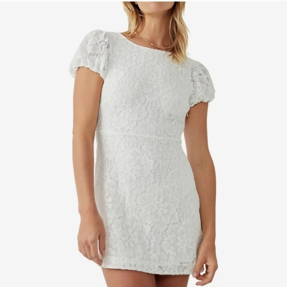 Free People Dresses & Skirts - Free People Hailee Lace Mini Dress Ivory Size Medium NWT